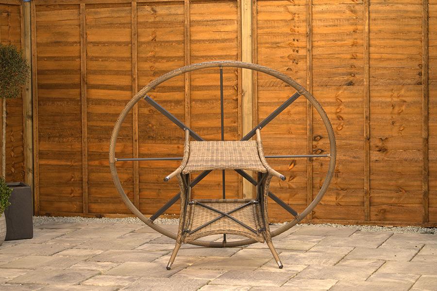 Burbage 6 Seater Round Reclining Dining Set in Stone Grey Rattan