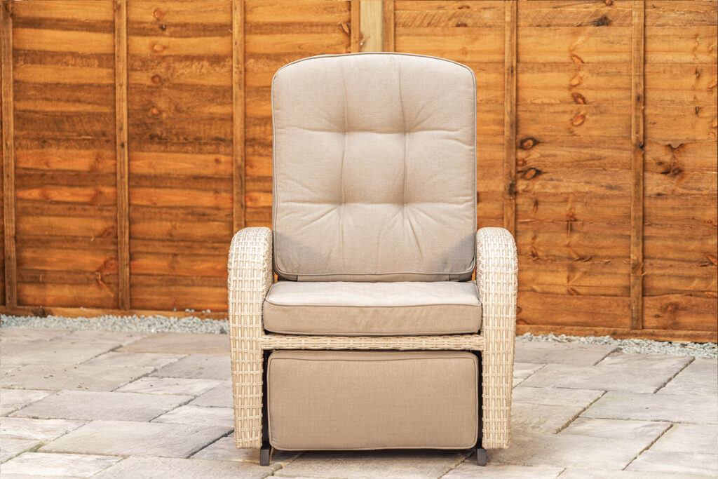 Burbage Rocking & Reclining Rattan Bistro Set in Latte