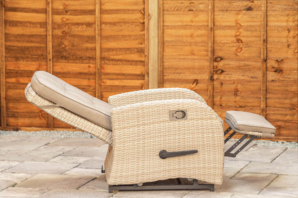 Burbage Rocking & Reclining Rattan Bistro Set in Latte