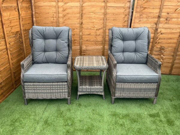 Brown Rattan Reclining Aluminium Bistro Set for 2