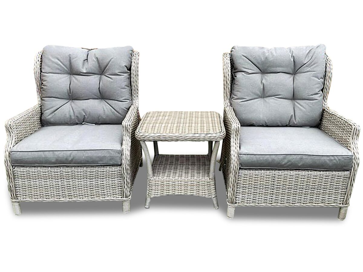 2 Seat Aluminium Reclining Rattan Bistro Set with Table