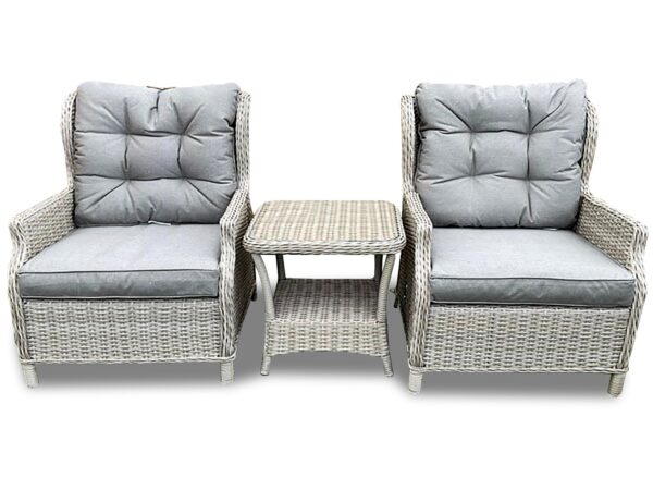 2 Seat Aluminium Reclining Rattan Bistro Set with Table