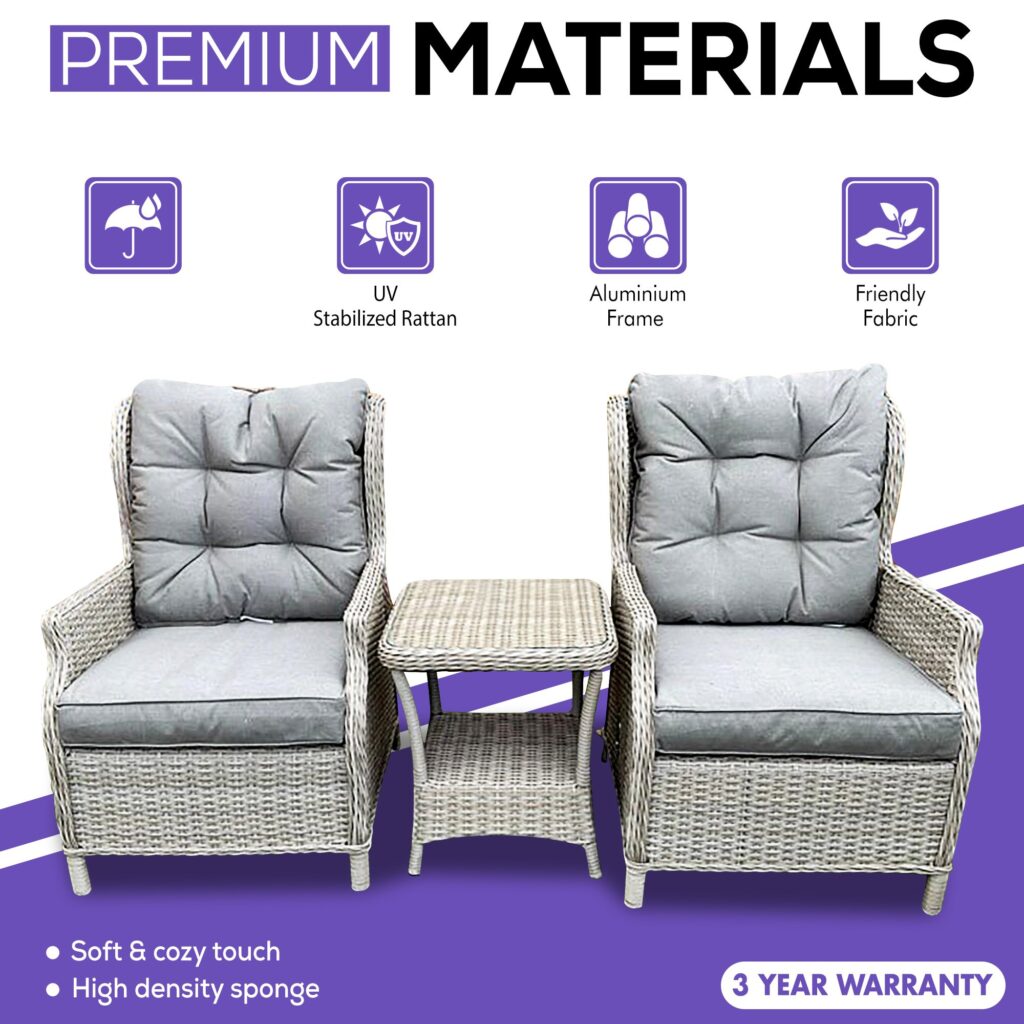 Sapcote Deluxe Reclining Set in Natural Rattan