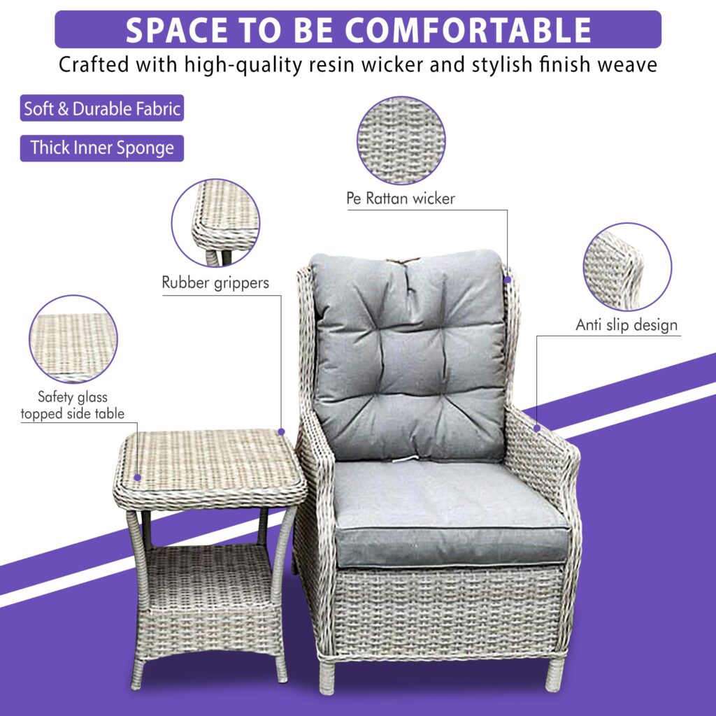 Sapcote Deluxe Reclining Set in Natural Rattan