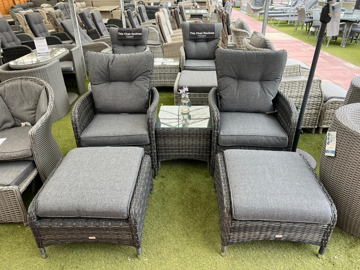 Dark Grey Aluminium Reclining Bistro Set for 2