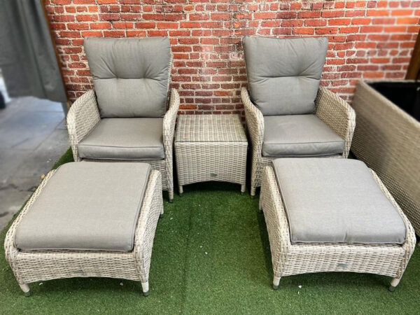 Grey Aluminium Reclining Rattan Bistro Set for 2